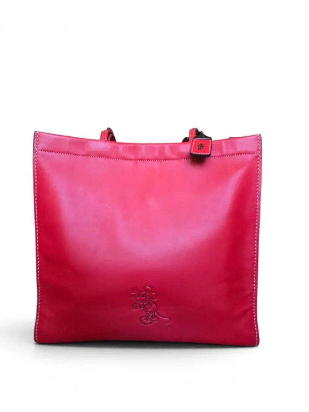 Coach Disney Mickey Skinny Tote Glovetanned Leather Red Rare NWOT Authenticated